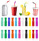 22 Pcs Reusable Silicone Straw Tips, Food-Grade Multi-Color Straw, Replacement Tips Covers for 6mm (1/4 inch) Stainless Steel and Glass Straws (Straws Not Included)
