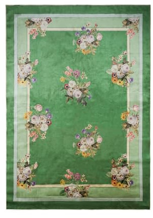 ESSENZA Teppich Laurine Shale Green, 60x90 cm - 60% Polyester, 30% thermoplastischesPolyurethan, 10% Baumwolle - Blumen