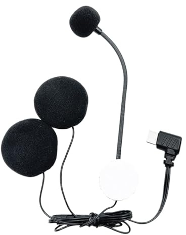 Microphone pour casque - Microphone audio étanche - Interphone filaire pour casque - Unité de communication mains libres - Système de réduction du bruit pour moto, ski, cyclisme, course, équitation en