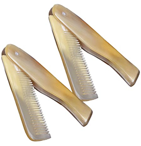 Beaupretty Ochsenhornkamm Faltbar Tragbarer Taschenkamm Aus Echtem Horn Antistatischer Massagekamm Für Haarpflege Kopfhautmassage Und Styling 2 Stück