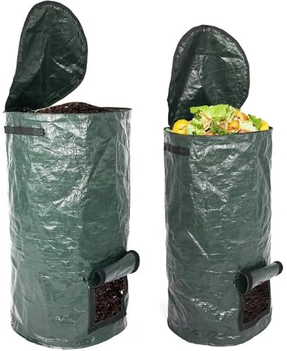 2 Pack 15 Gallon/34 Gallon Garden Compost Bins Eco-Friendly Reusable Waste Disposal Bags Kitchen Garden Yard Compost Bags