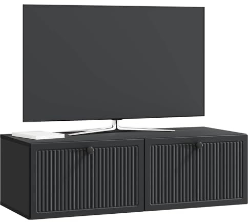vidaXL Wandmontierter TV-Schrank Schwarz 98 x 41 x 30 cm Holzwerkstoff, Moderner Wohnraum, rechteckiger TV-Schrank, viel Stauraum, Wandmontage, kompakter Organizer fürs Zuhause