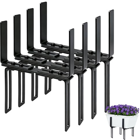 LOOGI Supporto per fioriera, per balcone senza foratura, per ringhiera del balcone, adatto per fioriera (nero, 4 pezzi)