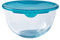 Pyrex Classic Ciotola di vetro ad alta resistenza con coperchio, Trasparente/Blu, 0.5 L