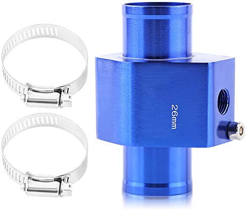 Vgeby - Sensor de temperatura del tubo de agua con 2 bridas comunes, calibre radiador, tubo adaptador, color azul, de 26-40 mm. 26MM