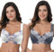 Curve Muse Talla Grande para Mujer,minimizador,inalámbrico,Sujetador sin Forro con Encaje Bordado-Paquete de 2-Suero De La Leche,Gris-115G