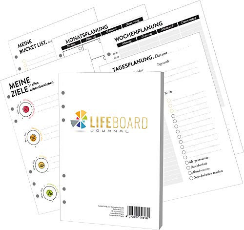 PREMIUM Erfolgsjournal - Nachfüllpapier A5 - Bullet Journal - Kalender 2021 2022 - Terminplaner - Terminkalender - Tagebuch - Wochenplaner - To do Liste - Notizbuch - Planner - Organizer LIFEBOARD