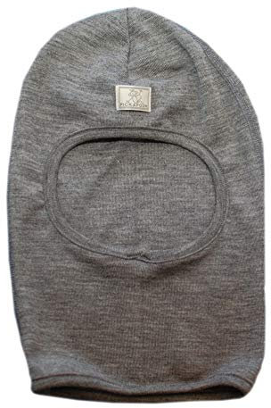 Pickapooh Unisex Sturmhaube aus Merinowolle, Seide, für Erwachsene und Damen Gr. 54, Grau melange