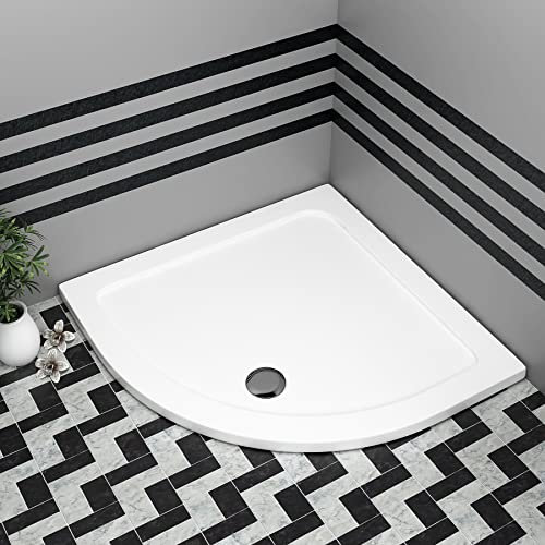Nuie Bathroom 700 x 700mm Shower Tray Gloss White Slimline 40mm Stone Resin Quadrant Base with Free Waste Trap Kit