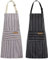 NLUS Paquete de 2 delantales de cocina, delantal de chef suave ajustable con 2 bolsillos para hombres y mujeres (rayas negras y marrones)