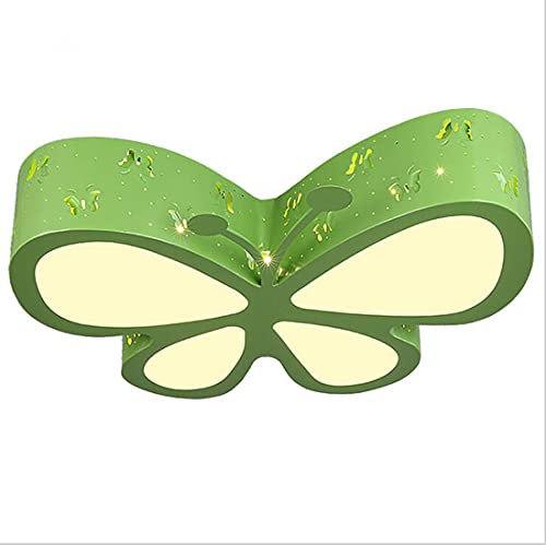 Deckenleuchte Dimmbar LED Kinderzimmer Modern Kreativ Kinderlampe Grün Schmetterling Design Acryl Schirm Deckenlampe mit Fernbedienung Kinder Schlafzimmer Beleuchtung für Wohnzimmer Esszimmer, Ø60cm