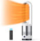 SABYDICAR Bladeless Heater Fan, Cooling & Heating Home Office & Living Room, 80° Oscillating Tower Fan, Noiseless, 3 Heats/8 Speeds/8H Timer/LED Display, 30W/1400W, White Silver