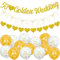 Fangleland 50th Wedding Anniversary Decorations for Party, Golden Wedding Anniversary Decorations, Glitter Banners, Bunting Flag and Balloons for Party Supplies
