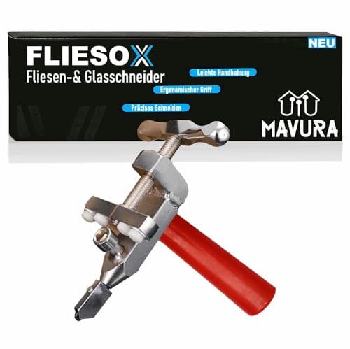 FLIESOX Fliesenschneider Glasschneider 2in1 Profi Handfliesenschneider
