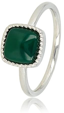 My Bendel - Kleiner Siegelring mit grünem Achat-Edelstein- Stylischer Ringe für Damen mit echtem Edelstein - Bleibt schön und Verfärbt nicht - Stapeln Ringe - mit Luxuriösen Geschenkverpackung