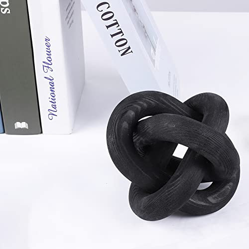 3-Link Chain Art, Hand Carved Wood Knot Decoration for Rustic Tray Shelf & Farmhouse Coffee Table Decor