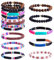WEWAYSMILE 8Pcs Bracelets de Perles de Verre Colorées, Ensemble de Bracelets Extensibles Perlés, Bracelets Empilables Boho, Bijoux de Poignet pour Femmes, Noir