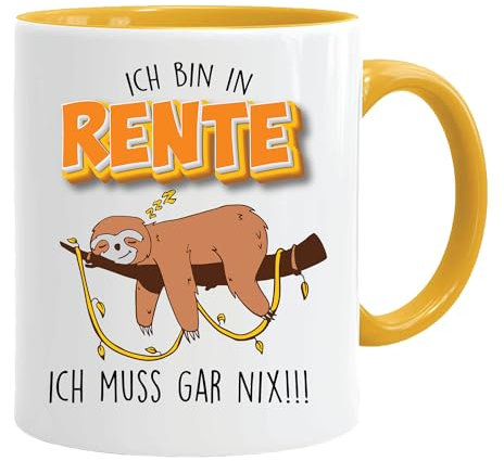 Acen Merchandise | Tasse mit Spruch Faultier Rentner | Lustiger Kaffeebecher für Männer und Frauen | Witzige Keramik Teetasse mit Motiv für Geburtstag Weihnachten Ruhestand Geschenkidee