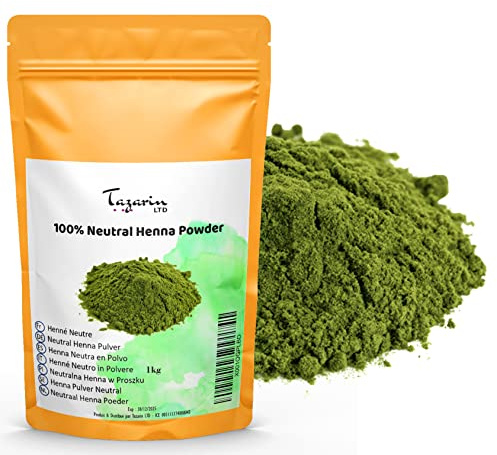 1Kg Neutrales Henna Pulver - Henna Neutral für Haar Reinigend Regulierend Verleiht Volumen Stärkend - Cassia Obovata - Feines Pulver, 100% Natürlich, Rein und Ohne Zusatzstoffe | Tazarin Ltd