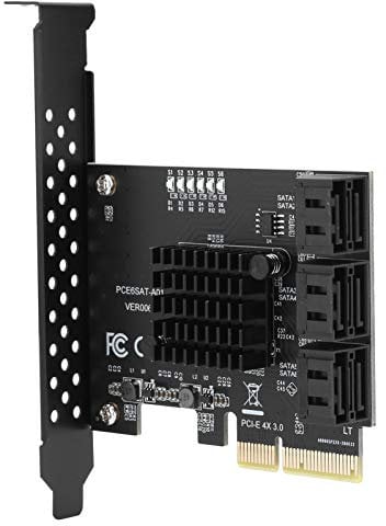 Tbest Asm1166 6-Port, PCIe-Sata-Erweiterungskarte, Interne Komponenten, Erweiterungskarte PCIe auf 6-Port-Sata3.0-Festplatte 6G PCIe3.0 Gen3 4X-Schnittstellen-Hub-Adapter