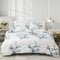 Freyamy Blumen Bettwäsche Set 135x200cm 4teilig Weiß Blau Blätter Pflanzen Blumenmuster Wendebettwäsche Microfaser Weiche Bettbezug 2 Bettdeckenbezüge mit Reißverschluss und 2 Kissenbezug 80x80cm