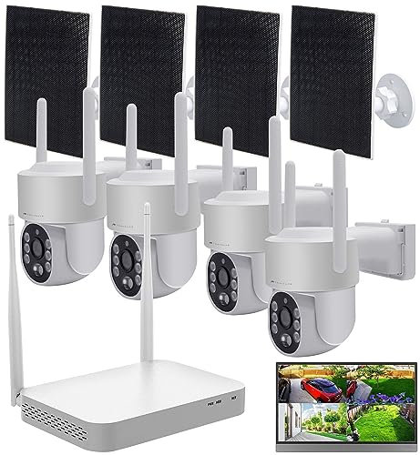 VisorTech Überwachung Kamera: Funk-Überwachungsset Festplatten-Rekorder + 4X 2K-Pan-Tilt-Kamera, App (Überwachungskameras mit Infrarot, Überwachung Kamera Sets, Bewegungsmelder)