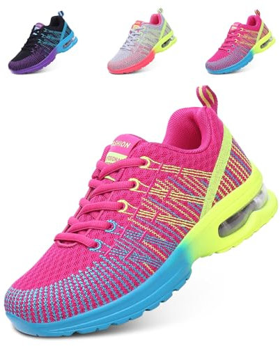 Hitmars Laufschuhe Damen Turnschuhe Luftpolster Sneaker Atmungsaktiv Sportschuhe Leicht Joggingschuhe rutschfest Straßenlaufschuhe Walkingschuhe Fitness Running Outdoor Rot EU 40