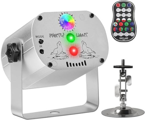 Luces de Discoteca LED RGB, Luces de Fiesta con más de 60 tipos de Efectos de Iluminación y Control Remoto, el Cable USB y la Batería incorporada son adecuados para Navidad Fiesta Discoteca Decoración