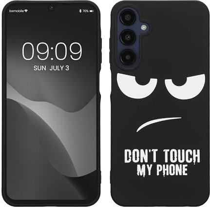 kwmobile Carcasa Compatible con Samsung Galaxy A25 - Funda móvil TPU - Don't Touch my Phone Blanco/Negro