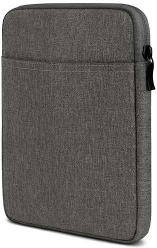 moex Tablet Hülle für iPad mini 6/7 (2021/2024) Tasche mit Reißverschluss und Fach für Zubehör, Stoff Sleeve weich Gepolstert, iPad Schutzhülle Minimalistisch Dash Case, Dunkelgrau