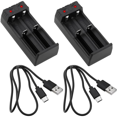 ECSiNG 2PCS Charger for Li-Ion Batteries 3.6V/3.7V Battery Charger 92.8x41.1x30.3mm for 18650 18500 18490 16340 14500 22650 26500 26650 Dual Battery Charger Black