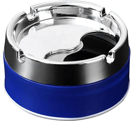 Edelstahl-Aschenbecher, Tragbar, Stilvoll, Metallischer Aschenbecher Mit Drehbarem Deckel, Blauer Tragbarer Zylinder-Aschenbecher Mit Deckel, Modischer Aschenbecher, Metallischer Aschenbecher