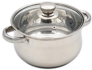 GRANA HOME Induktions-Kochtopf 18cm – Edelstahl Bratentopf mit Glasdeckel & Dampfloch - Für Alle Herdarten (Induktion, Gas, Elektro, Ceran) - Spülmaschinen- & Backofenfest