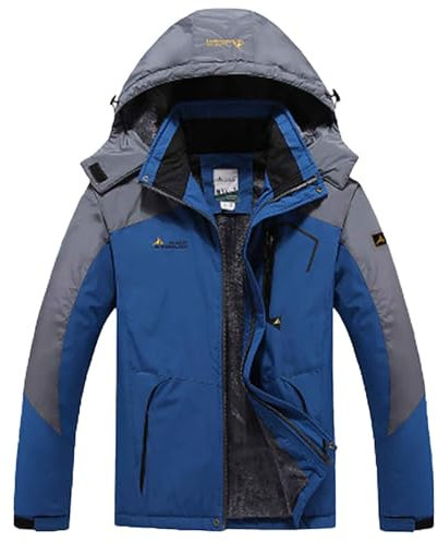 Herren Winterjacke Sale, Winterjacke Herren Wasserdicht Skijacke - Snowboardjacke Winddichte Wanderjacke Gefütterte Softshelljacke Jacke Mit Abnehmbarer Kapuze Für Wandern Männer