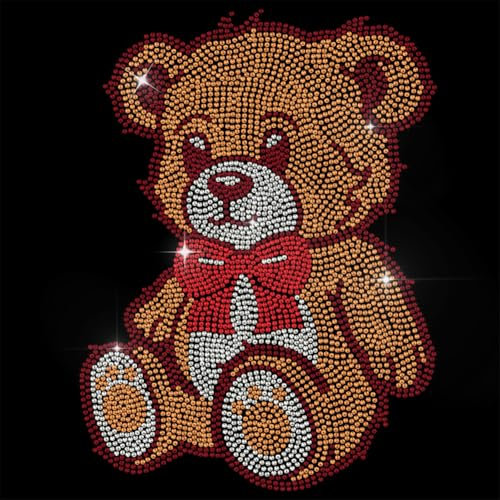 GOMAKERER 1 Stück Teddybär Strasssteine Zum Aufbügeln, Hotfix Bling Crystal Bekleidungs Reparatur Applikation Wärmeübertragungsaufkleber Wärmeübertragungs Patch Für T Shirt Kleidung Hosen Taschen