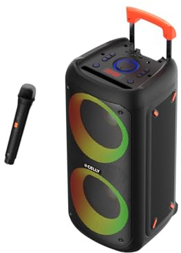Celly, Cassa Bluetooth Portatile con Microfono Wireless e Effetti Luminosi, Tecnologia True Wireless Stereo per Feste ed Eventi, Facile da Trasportare, Potenza di 40W