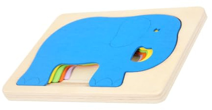 CIYODO 1 Stück Bunter Elefant Holzpuzzle Pädagogisches für Frühes Lernen Fördert Kreativität und Motorische Fähigkeiten für Entwickelt Räumliches und Farbenverständnis