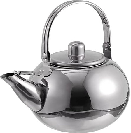 GLEAVI Stainless Steel Teakettle Strainer 1l Thickened Portable Water Kettle Silver for Home and Travel