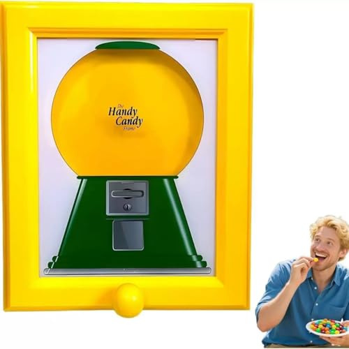 DJKKiTTQ Handy Candy Frame,Candy Dispenser Wall Mounted Picture Frame, for candy, nuts, dog and cat treats. Hang it on the wall or place it on a table (Yellow)