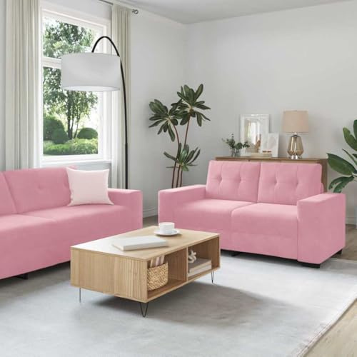 Yunovire Samt Sofa Set, 2-teilig Rosa, 221x78x80 cm, Weiches Polstersofa für Wohnzimmer, Schlafzimmer, Büro, Bequemes Loungesofa für Erwachsene