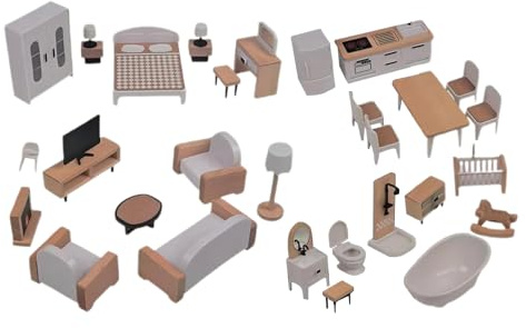 Yonuaret Möbel Für Puppen Aus Holz | Miniatur Haus Spielzubehör Set,Interaktives Möbel Spielzeug | für Klassenzimmer, Zuhause, Rollenspiel, Reisen, Vorschule, Kindergarten, Kinderzimmer und