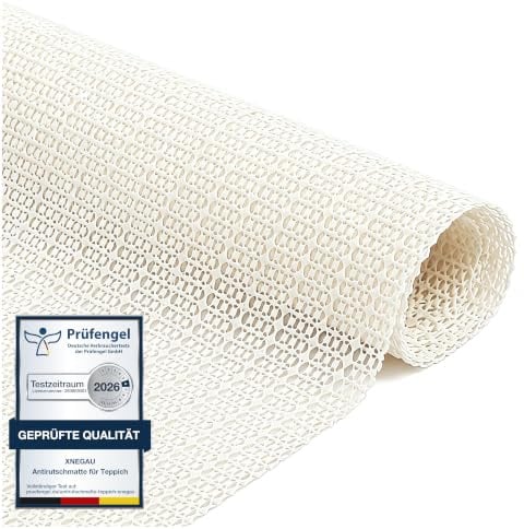PVC Antirutschmatte für Teppich 140x200cm Zuschneidbar Extra Halt Beige | Luftdurchlässig, Mehrzweck Antirutschunterlage für Harte Böden, Schubladen, Regale, Tablett, Küche, Büro, Auto