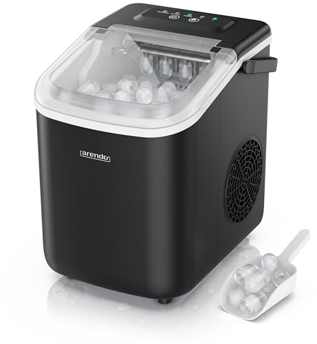 Arendo - Eiswürfelmaschine klein – max. 12 kg Eis pro Tag – 2 Größen große Würfel und kleine Würfel - großes Sichtfenster – doppelwandig – Eiswürfel Bullet – Tragegriff - Ice Maker