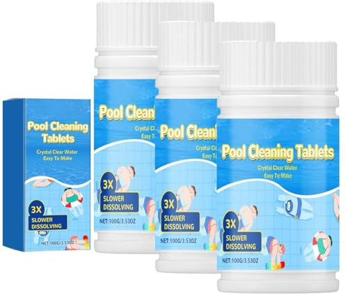 ZVD Chlortabletten für Pool – 100g Auflösende Pool Reinigungstabletten für Kristallklares Wasser,Ideal für Schwimmbäder,Whirlpools & Spas,20 g pro Tablette,Wiederverschließbare Dose (3pcs)