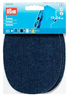 Prym 14 x 10 cm 2-Piece Denim Patches for Ironing/Sewing-On, Dark Blue