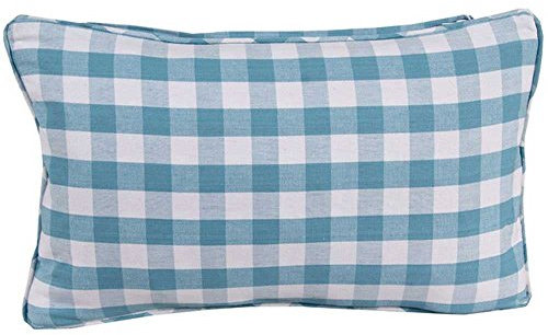 Homescapes blau Karierter Kissenbezug mit Groß-Karo-Muster, dekorative Gingham-Kissenhülle 30 x 50 cm für Sofakissen und Zierkissen aus 100% Baumwolle, mit Reißverschluss