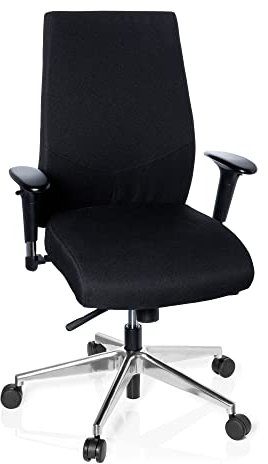 hjh OFFICE 608700 Profi Bürostuhl PRO-TEC 250 Stoff Schwarz Drehstuhl ergonomisch, Sitztiefe & Armlehnen verstellbar