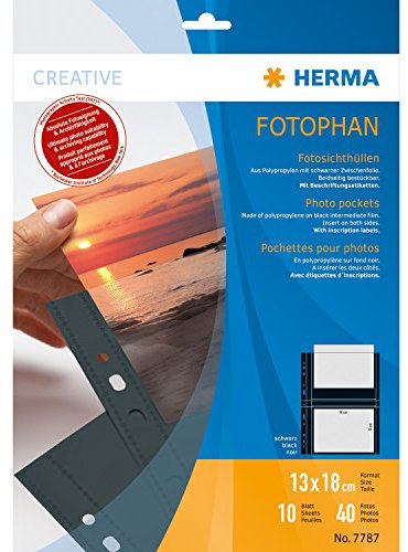 HERMA Fotophan-Sichthüllen 13x18cm quer schwarz VE=10 Hüllen