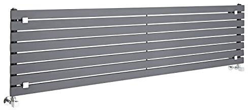 MILANO Anthracite Horizontal Single Flat Panel Radiator 472 x 1790mm | Steel Construction. Generous Heat Output. Contemporary Style. Single Panel Design. Central Heating Operation.