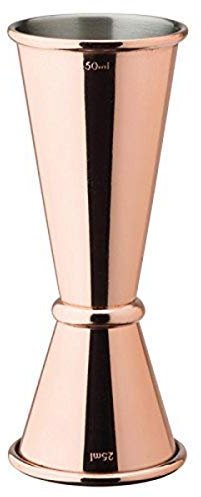 Copper Plated Jigger Measure - Set of 6 -Stainless Steel Spirit Measure with 25ml and 50ml Measures